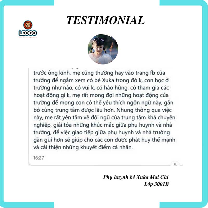 Phản hồi phụ huynh bé Xuka Mai Chi